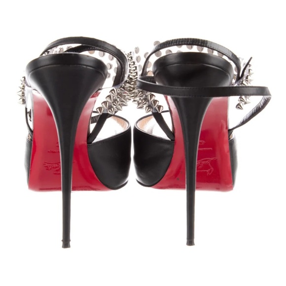 Christian Louboutin 42 peep toe pumps heels spikes RED BOTTOMS! Size 10 10.5 11 - Picture 2 of 5
